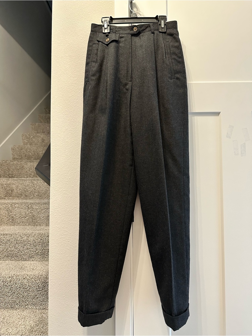 Ralph Lauren Dark Charcoal Pleated Dress Trousers 100% Worsted Wool Fully Lined